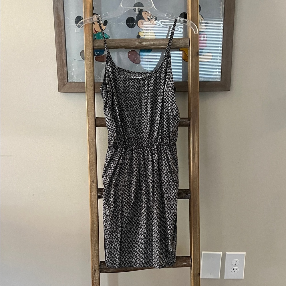 Old Navy Black & White Printed Spaghetti Strap Mini Dress
